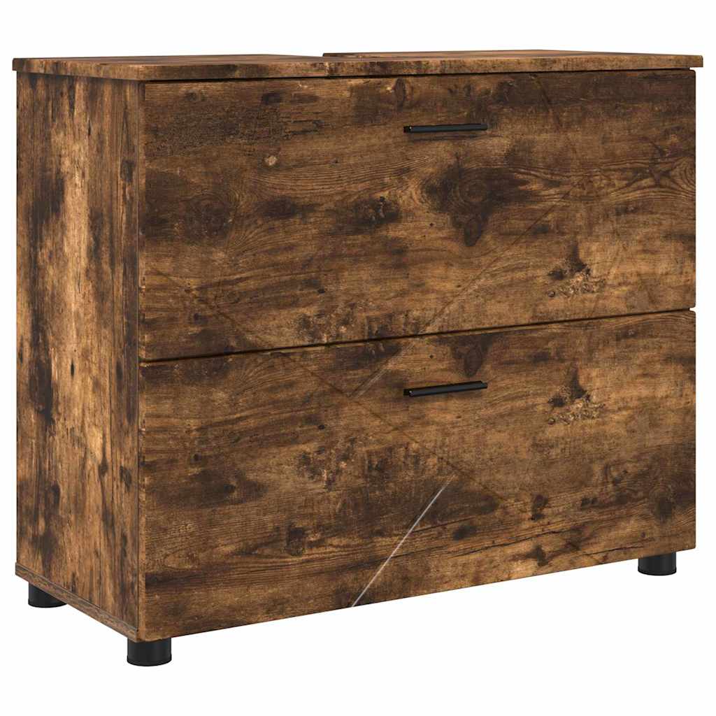 Set di mobili per il bagno con cassetto 4 pcs Rovere fumÃ©