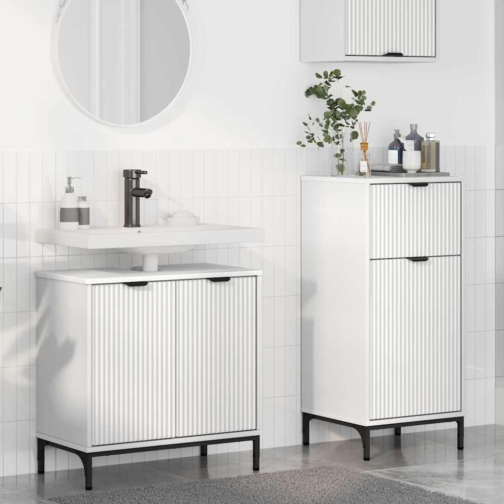 Set di mobili per il bagno con cassetto con porta 2 pcs Bianco