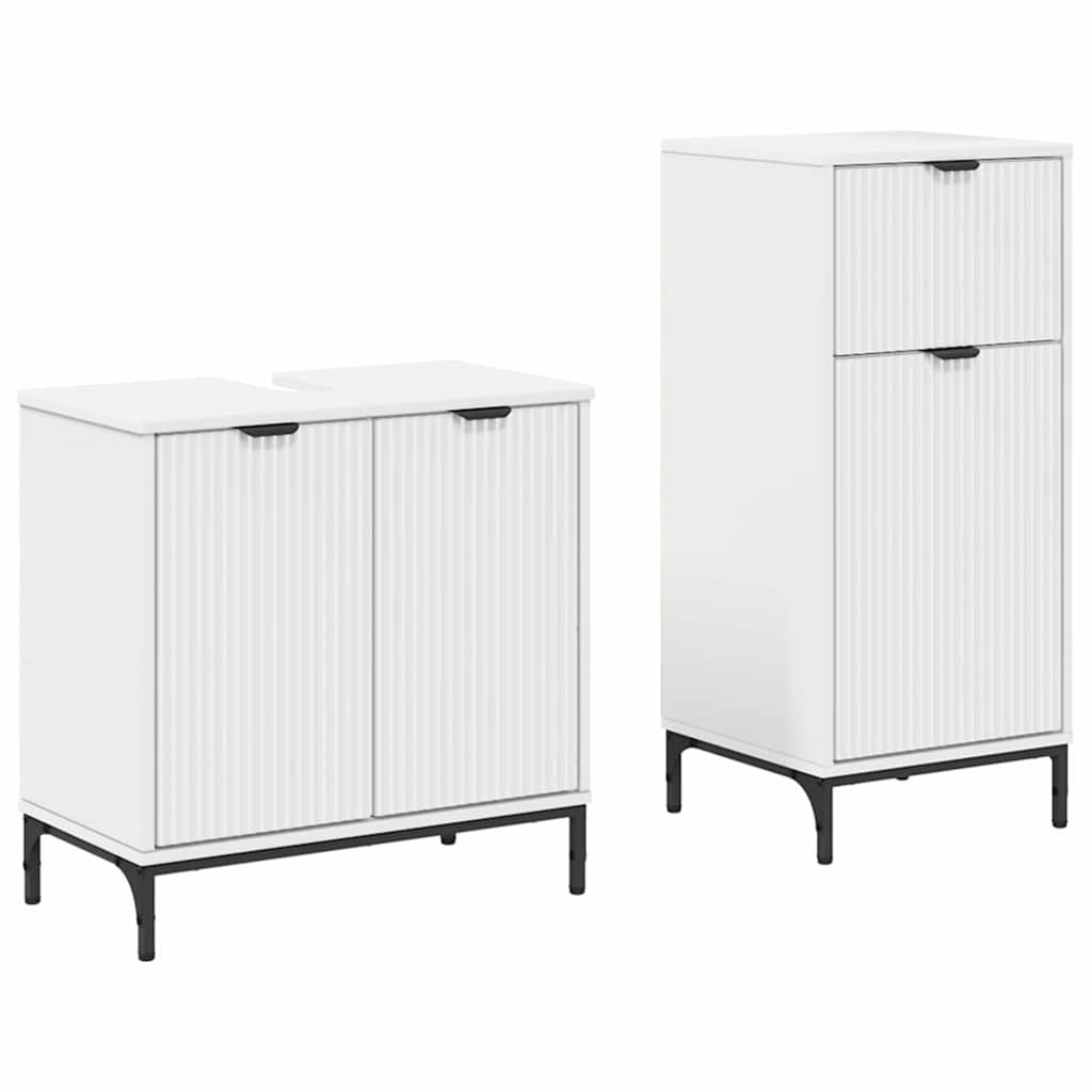 Set di mobili per il bagno con cassetto con porta 2 pcs Bianco