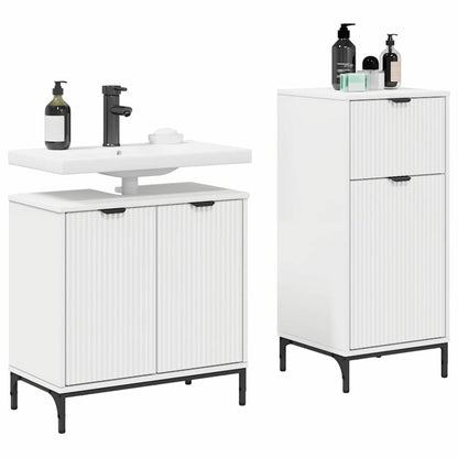 Set di mobili per il bagno con cassetto con porta 2 pcs Bianco