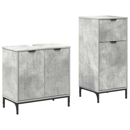 Set di mobili per il bagno con cassetto 2 pcs Grigio cemento