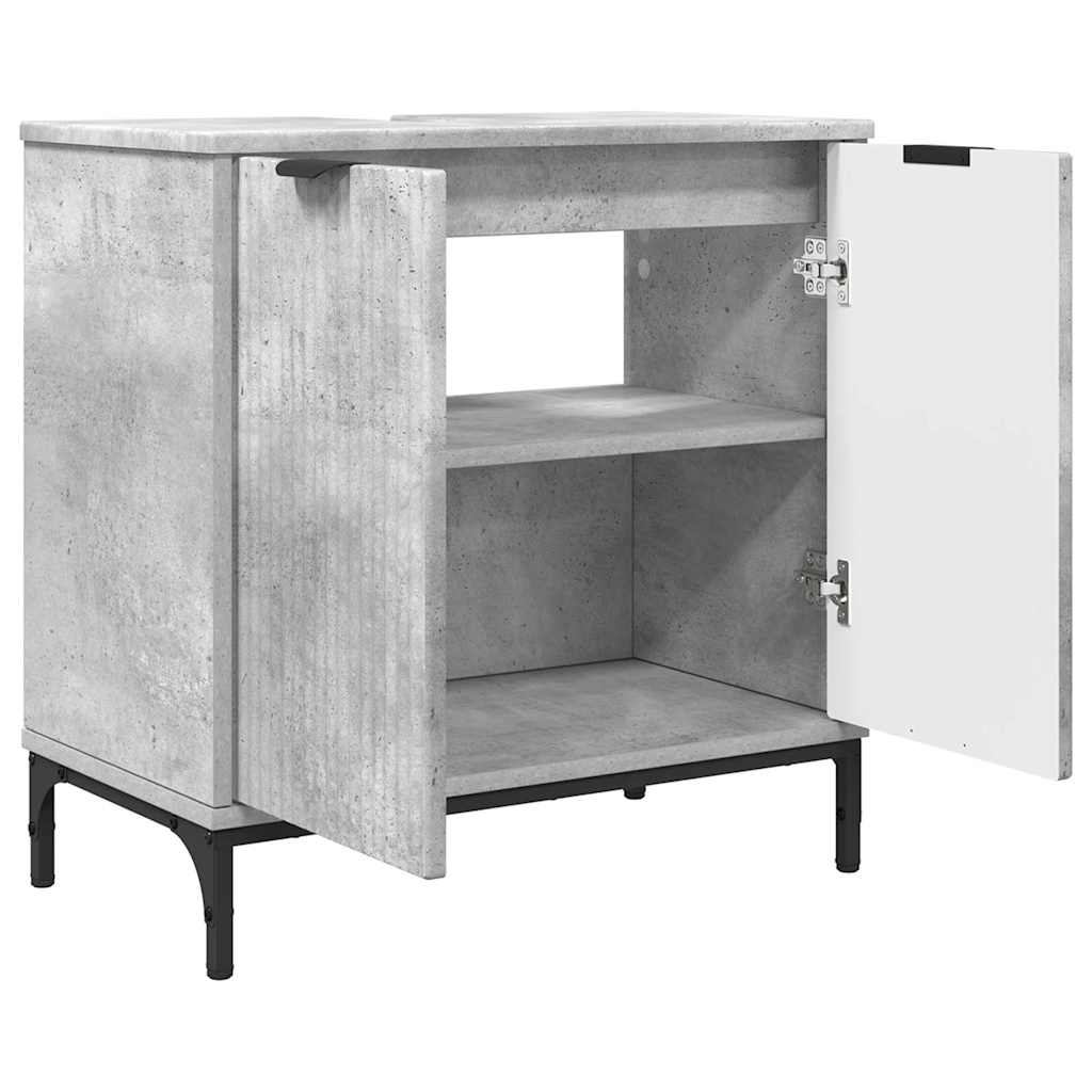 Set di mobili per il bagno con cassetto 2 pcs Grigio cemento