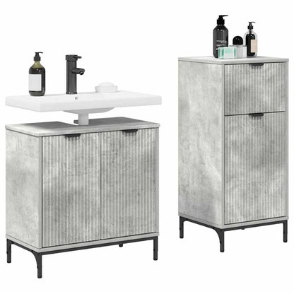 Set di mobili per il bagno con cassetto 2 pcs Grigio cemento