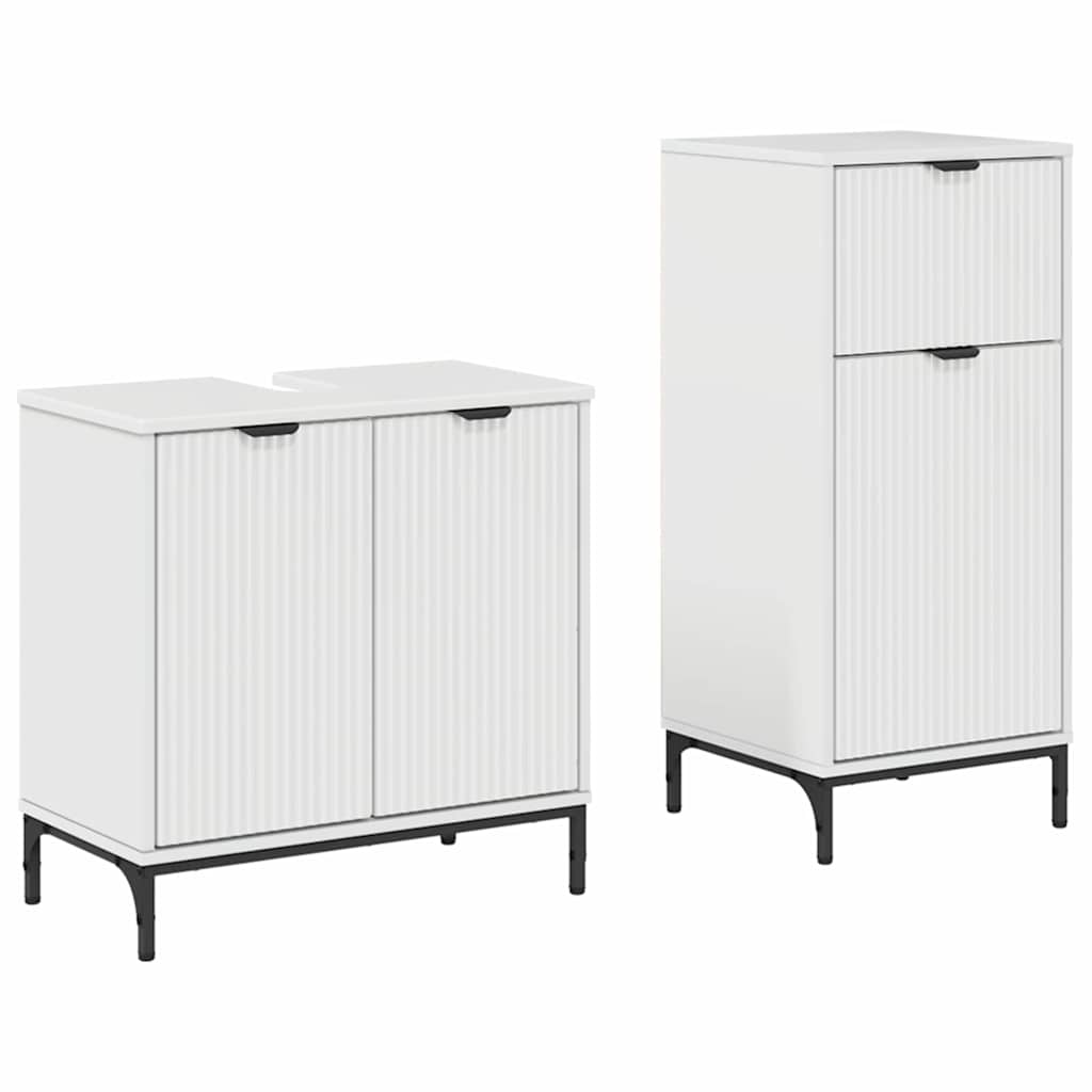 Set di mobili per il bagno con cassetto 2 pcs Bianco Lucido