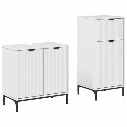 Set di mobili per il bagno con cassetto 2 pcs Bianco Lucido