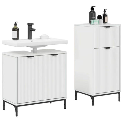 Set di mobili per il bagno con cassetto 2 pcs Bianco Lucido