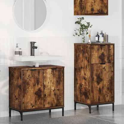 Set di mobili per il bagno con cassetto 2 pcs Rovere fumÃ©