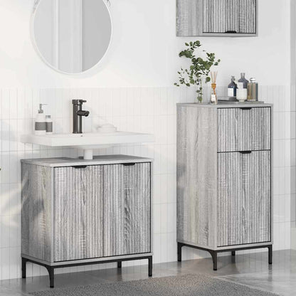 Set di mobili per il bagno con cassetto 2 pcs Grigio Sonoma