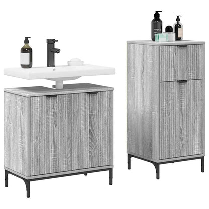 Set di mobili per il bagno con cassetto 2 pcs Grigio Sonoma