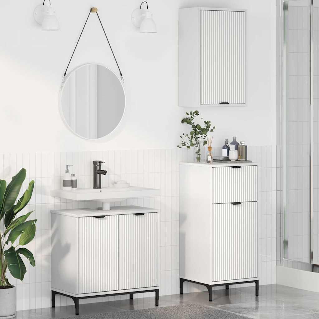 Set di mobili per il bagno con cassetto con porta 3 pcs Bianco