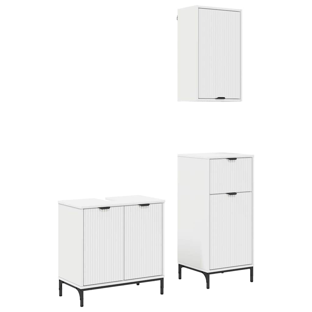 Set di mobili per il bagno con cassetto con porta 3 pcs Bianco