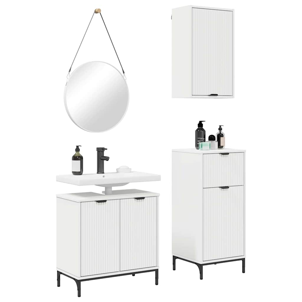 Set di mobili per il bagno con cassetto con porta 3 pcs Bianco
