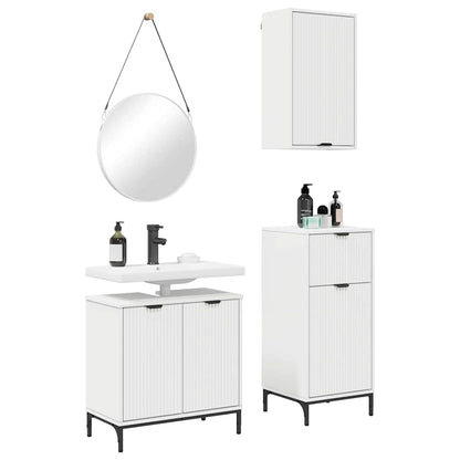 Set di mobili per il bagno con cassetto con porta 3 pcs Bianco