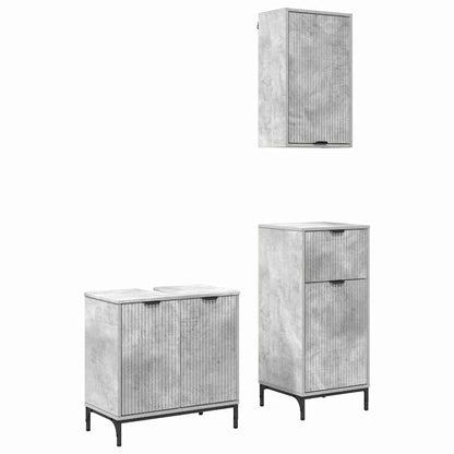 Set di mobili per il bagno con cassetto 3 pcs Grigio cemento