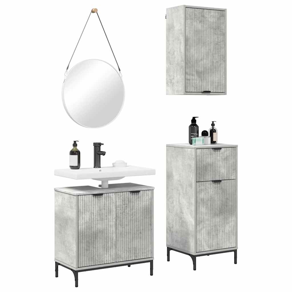 Set di mobili per il bagno con cassetto 3 pcs Grigio cemento