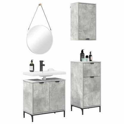 Set di mobili per il bagno con cassetto 3 pcs Grigio cemento