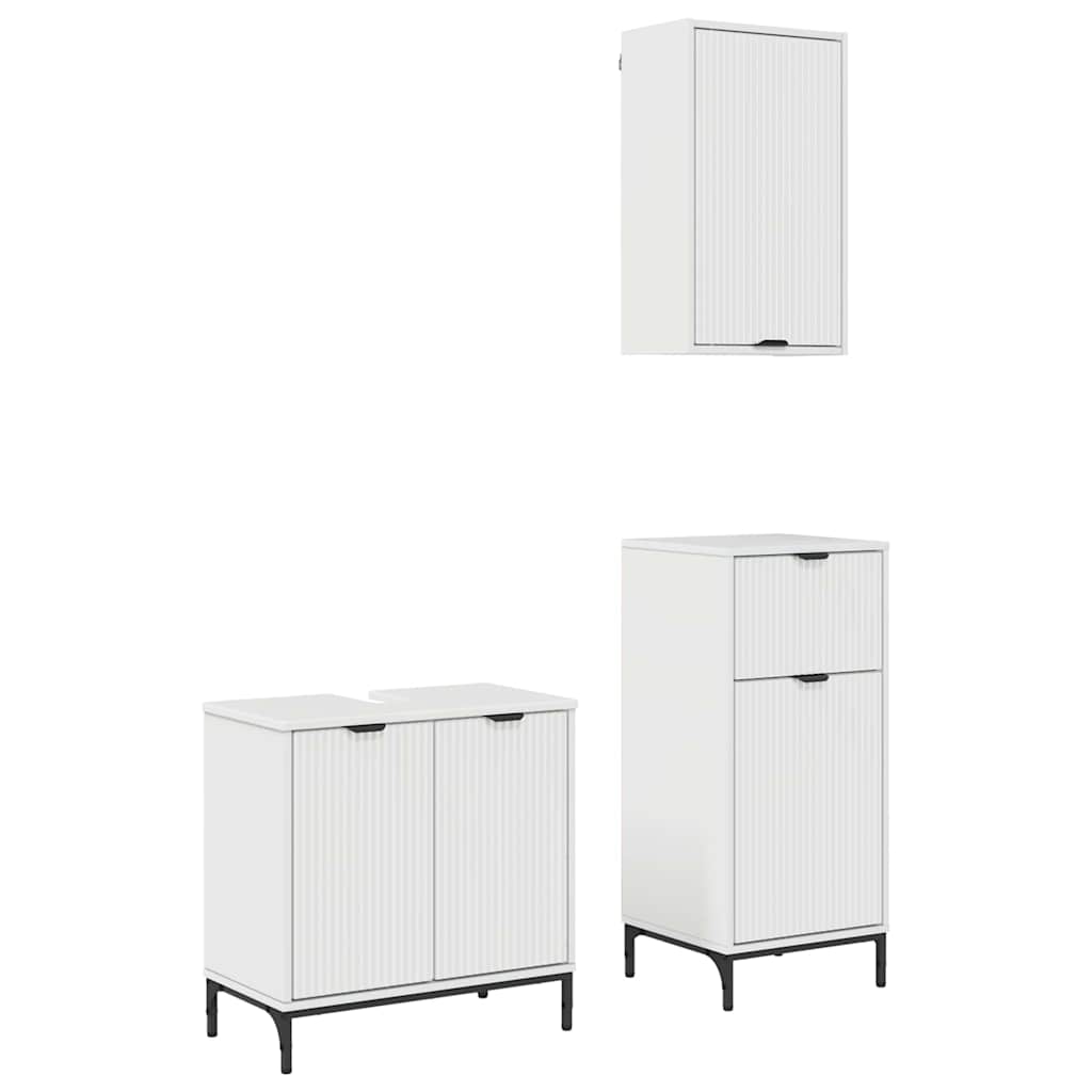 Set di mobili per il bagno con cassetto 3 pcs Bianco Lucido