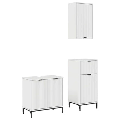 Set di mobili per il bagno con cassetto 3 pcs Bianco Lucido