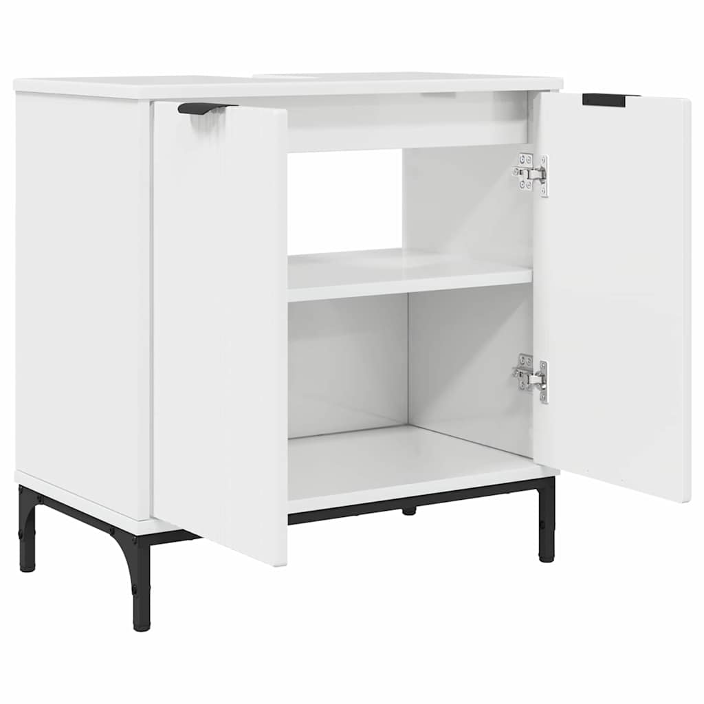 Set di mobili per il bagno con cassetto 3 pcs Bianco Lucido