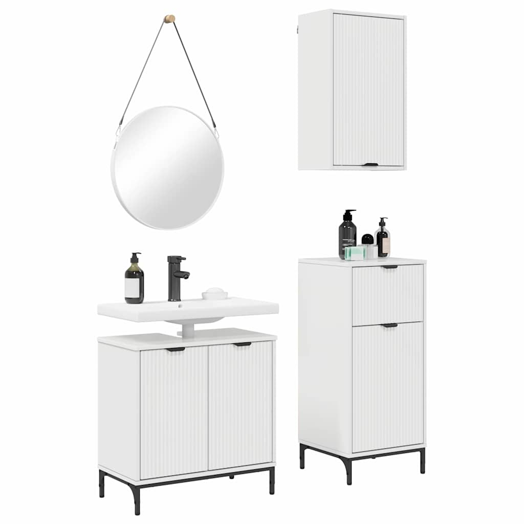 Set di mobili per il bagno con cassetto 3 pcs Bianco Lucido
