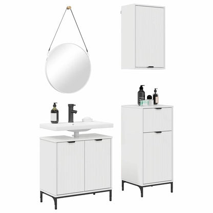 Set di mobili per il bagno con cassetto 3 pcs Bianco Lucido