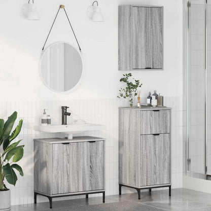 Set di mobili per il bagno con cassetto 3 pcs Grigio Sonoma