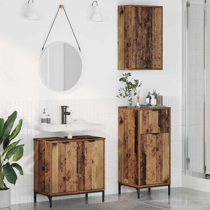 Set di mobili per il bagno con cassetto 3 pcs Legno vecchio