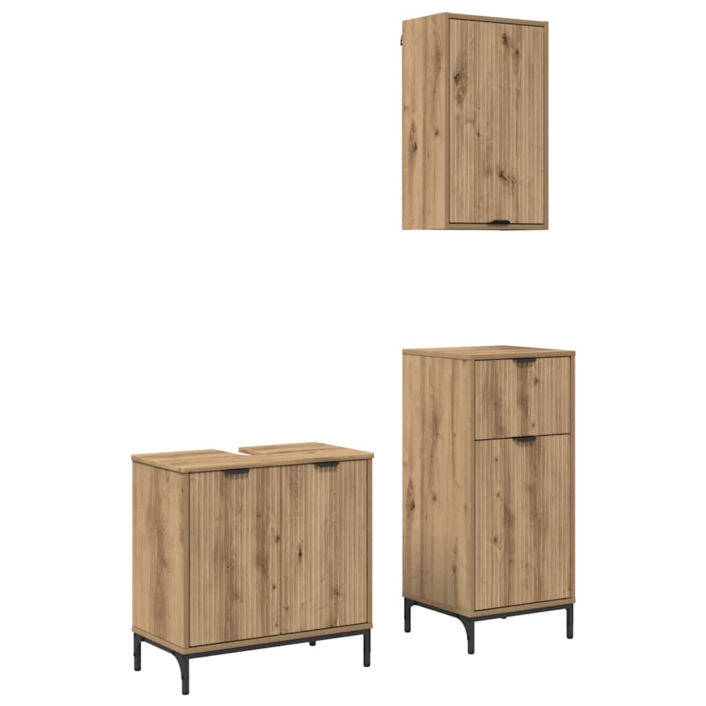 Set di mobili per il bagno con porta 3 pcs Rovere artigianale