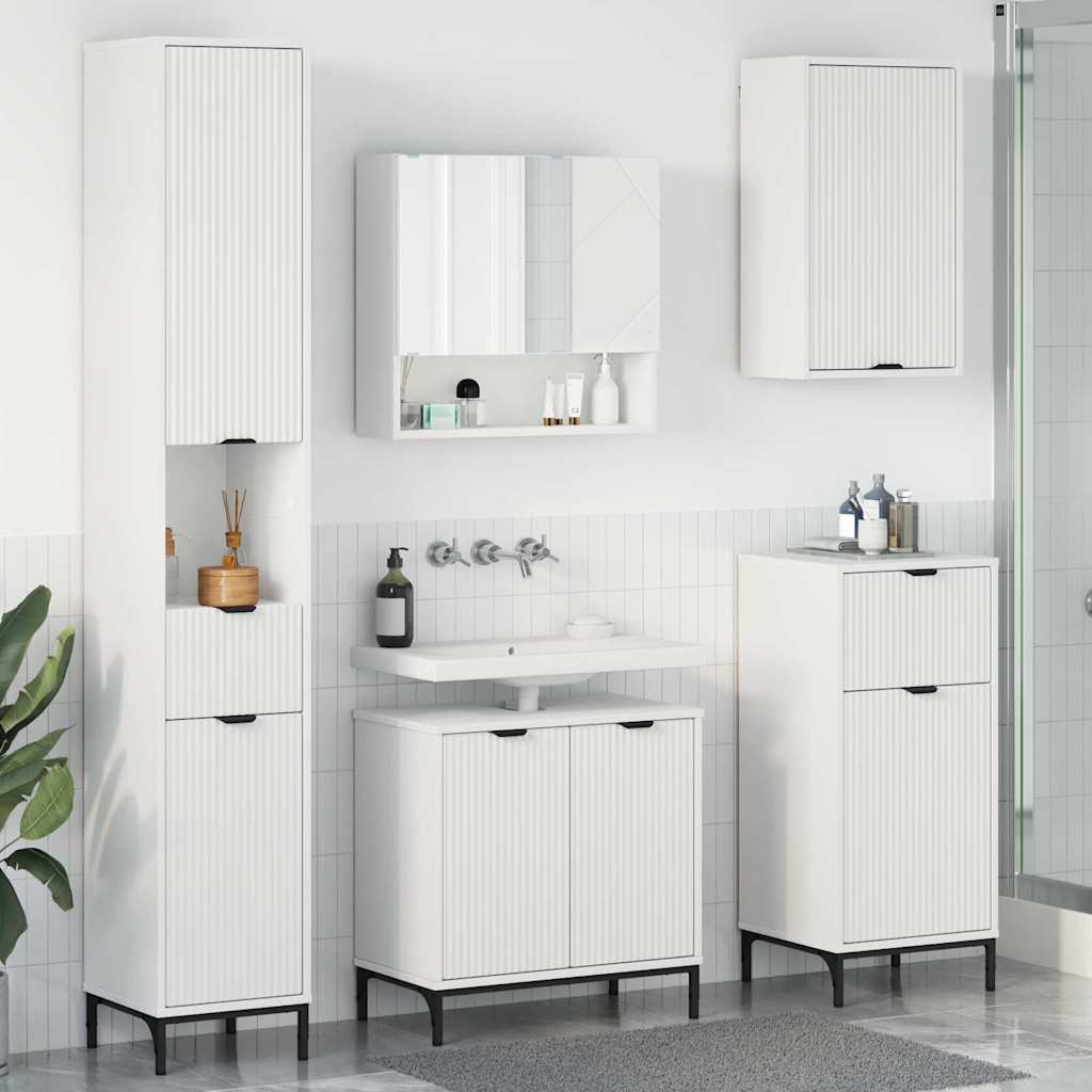 Set di mobili per il bagno Bianco Legno ingegnerizzato, Metallo