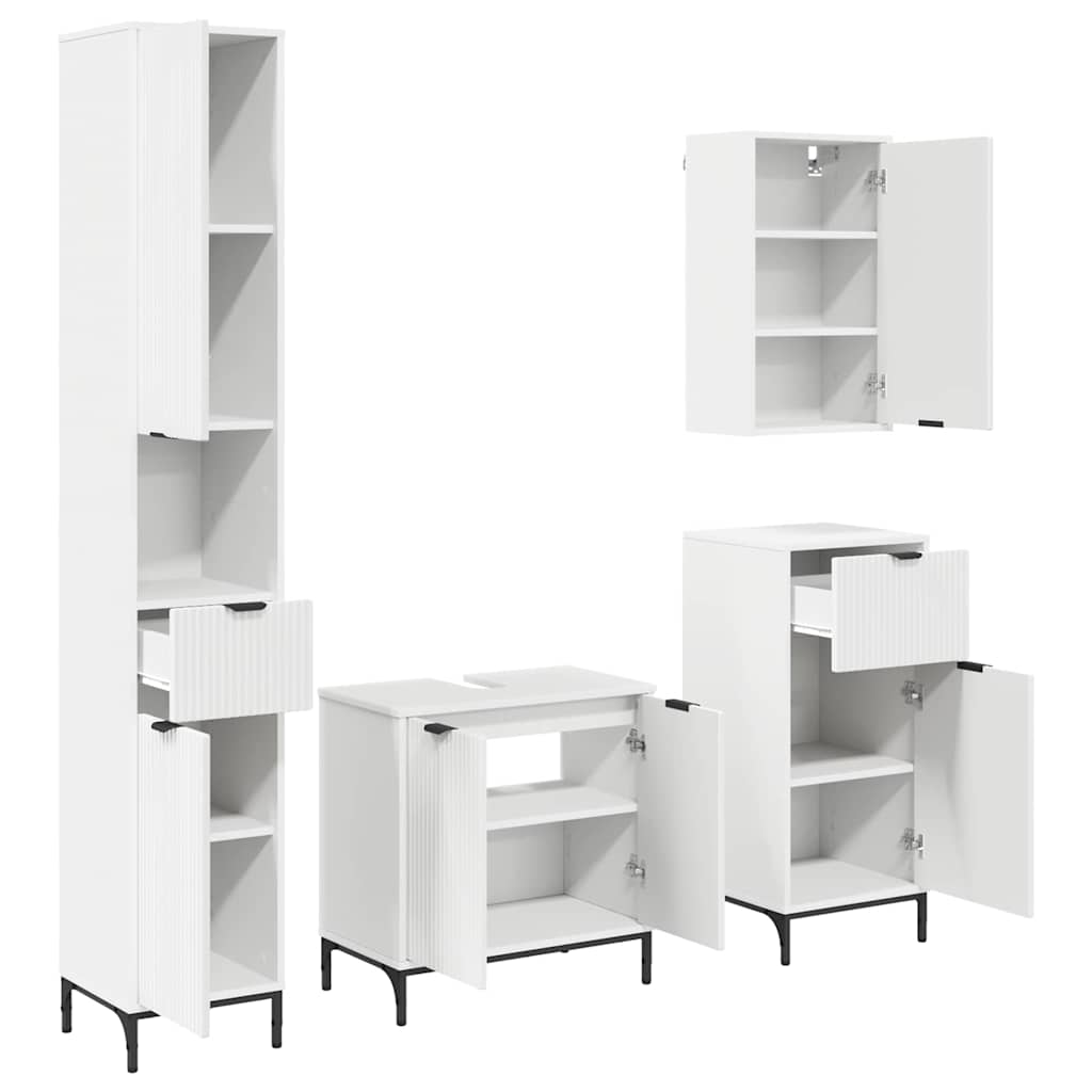 Set di mobili per il bagno Bianco Legno ingegnerizzato, Metallo