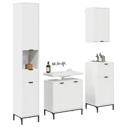 Set di mobili per il bagno Bianco Legno ingegnerizzato, Metallo