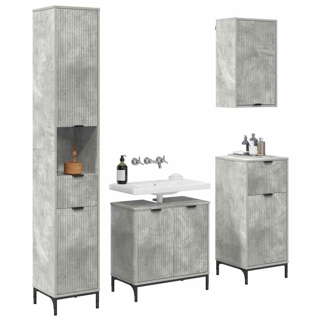 Set di mobili per il bagno con cassetto Grigio cemento