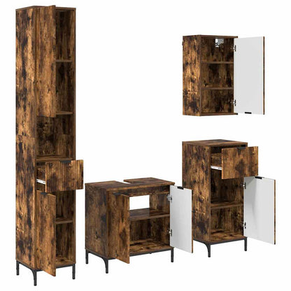 Set di mobili per il bagno con cassetto con porta Rovere fumÃ©