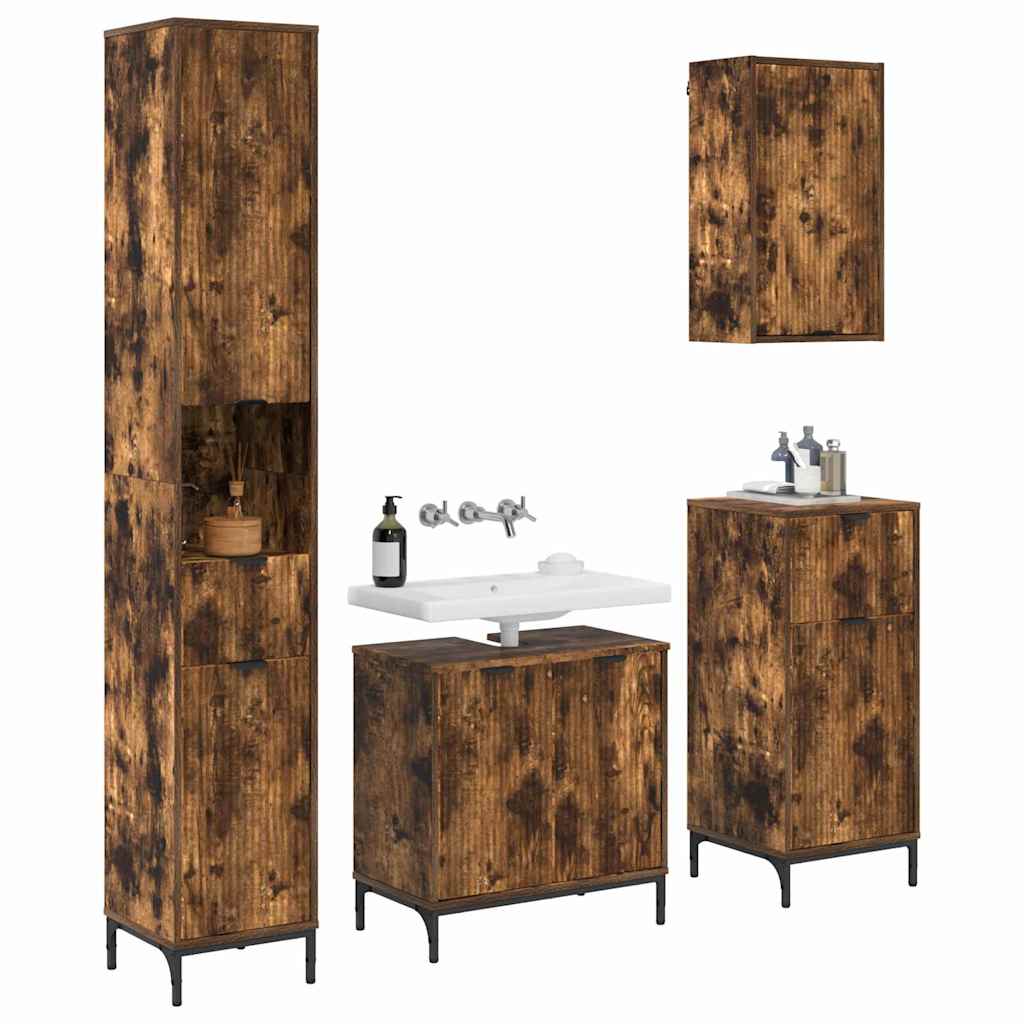 Set di mobili per il bagno con cassetto con porta Rovere fumÃ©