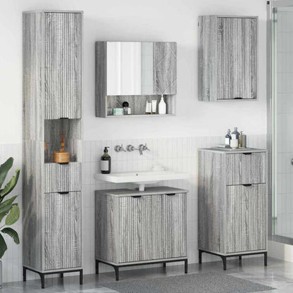 Set di mobili per il bagno con cassetto con porta Grigio Sonoma