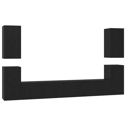 Set mobile TV Montaggio a parete Rovere Nero Legno multistrato
