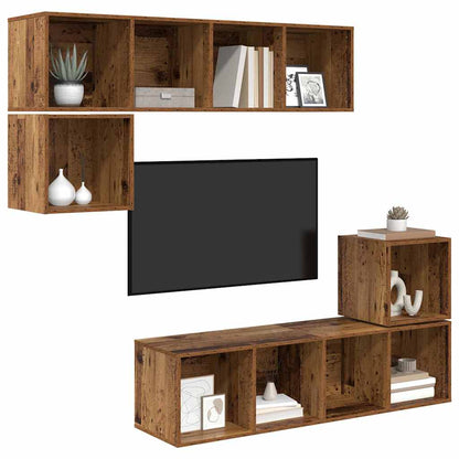 Set mobile TV 4 pcs Legno vecchio Legno multistrato