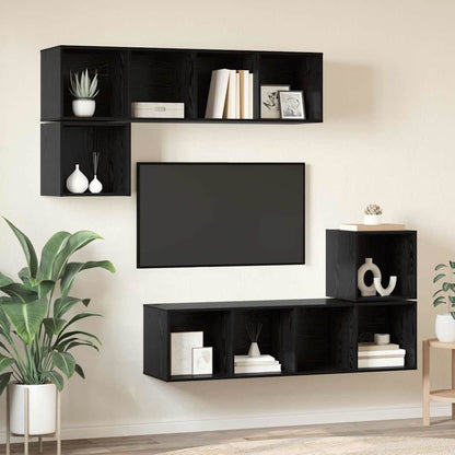 Set mobile TV 4 pcs Rovere Nero Legno multistrato