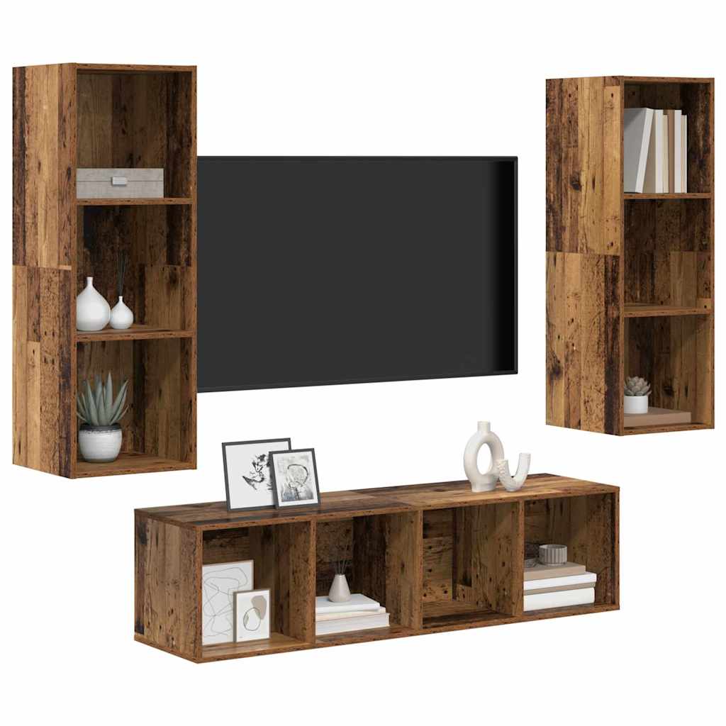 Set mobile TV 3 pcs Legno vecchio Legno multistrato