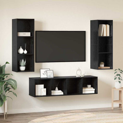Set mobile TV 3 pcs Rovere Nero Legno multistrato