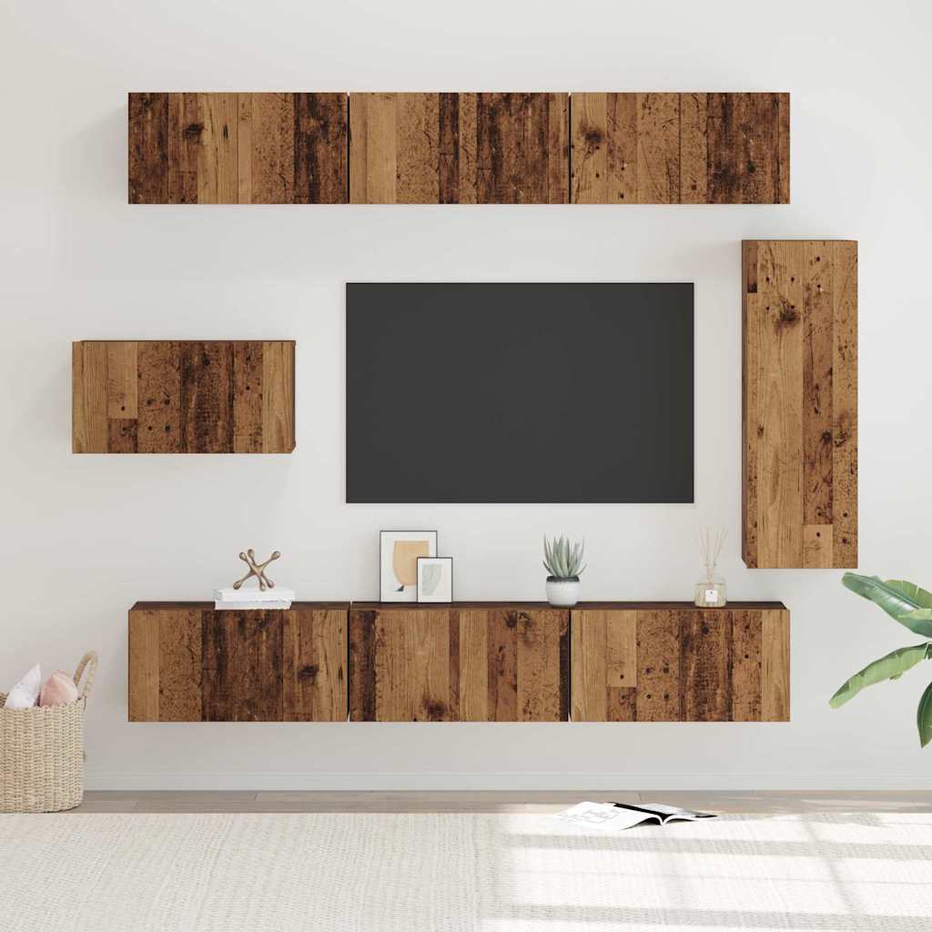 Set mobile TV 8 pcs Legno vecchio Legno multistrato