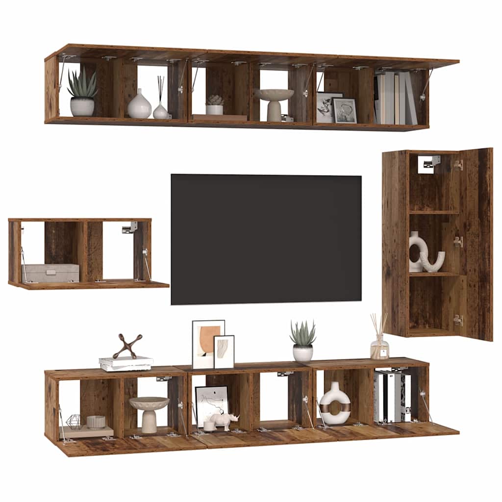 Set mobile TV 8 pcs Legno vecchio Legno multistrato
