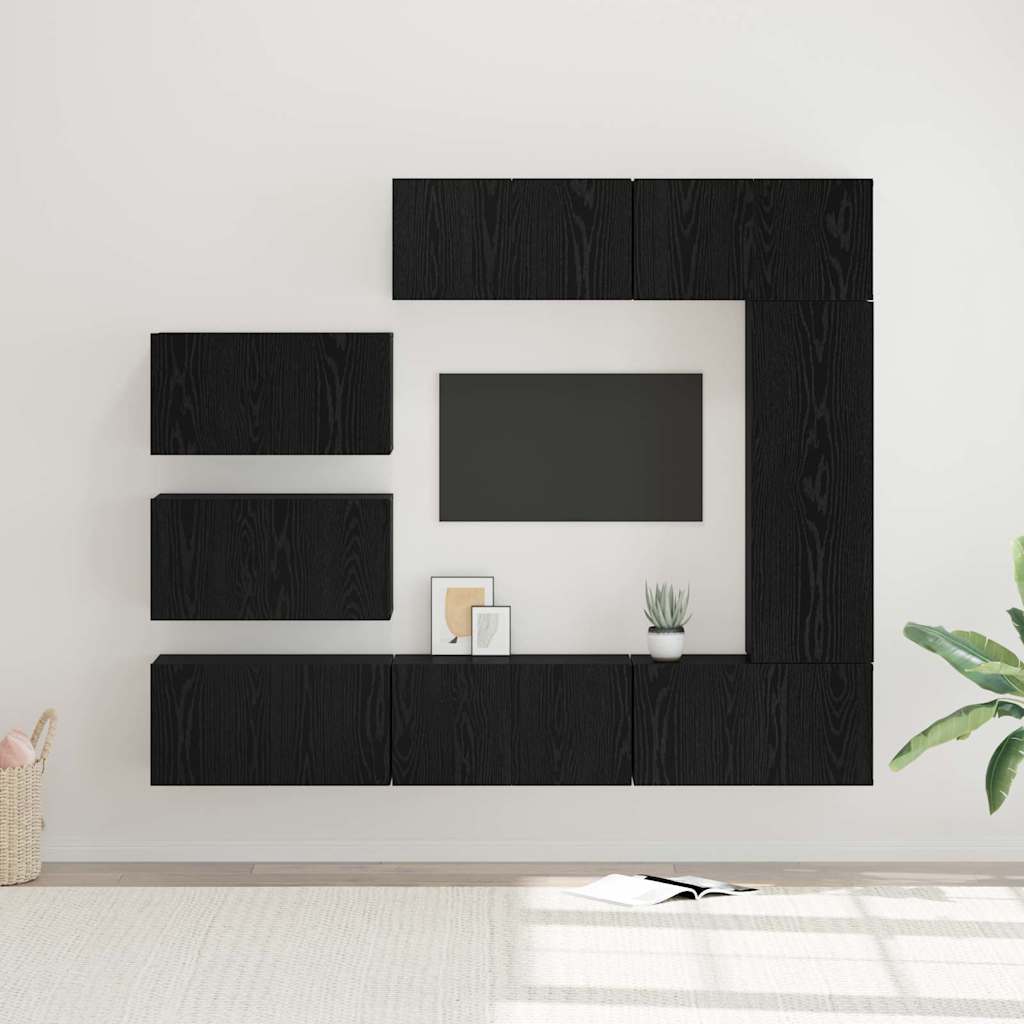 Set mobile TV 8 pcs Rovere Nero Legno multistrato