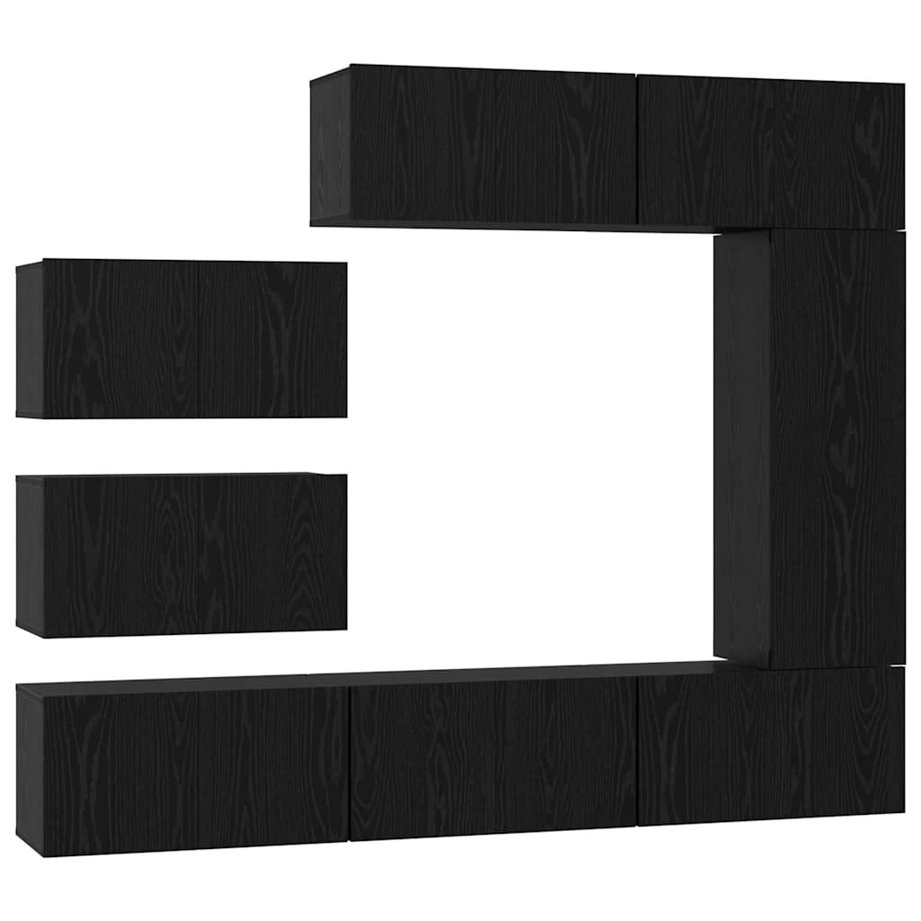 Set mobile TV 8 pcs Rovere Nero Legno multistrato