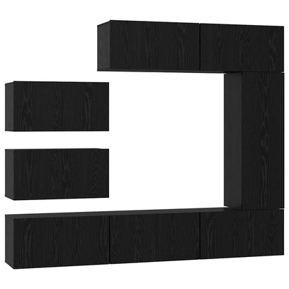 Set mobile TV 8 pcs Rovere Nero Legno multistrato