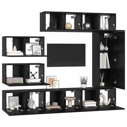 Set mobile TV 8 pcs Rovere Nero Legno multistrato