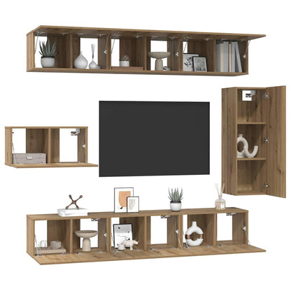 Set mobile TV 8 pcs rovere artigianale Legno multistrato