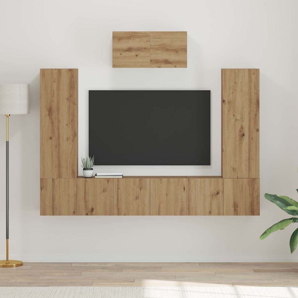 Set mobile TV 7 pcs Rovere artigianale Legno multistrato