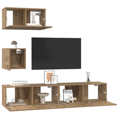Set mobile TV 3 pcs Rovere artigianale Legno multistrato