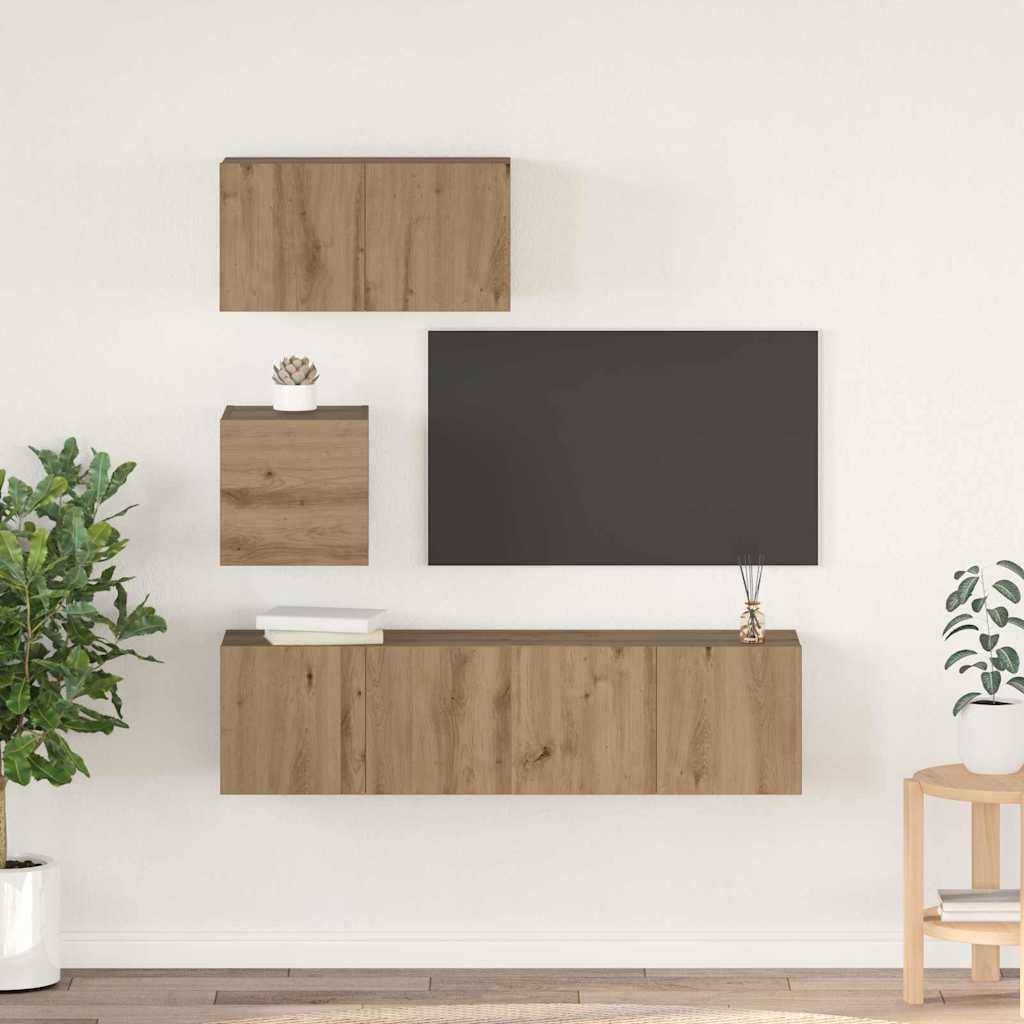 Set mobile TV 4 pcs Rovere artigianale Legno multistrato